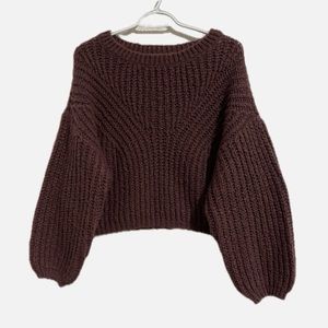 Gentle Fawn cropped bubble sleeve sweater.